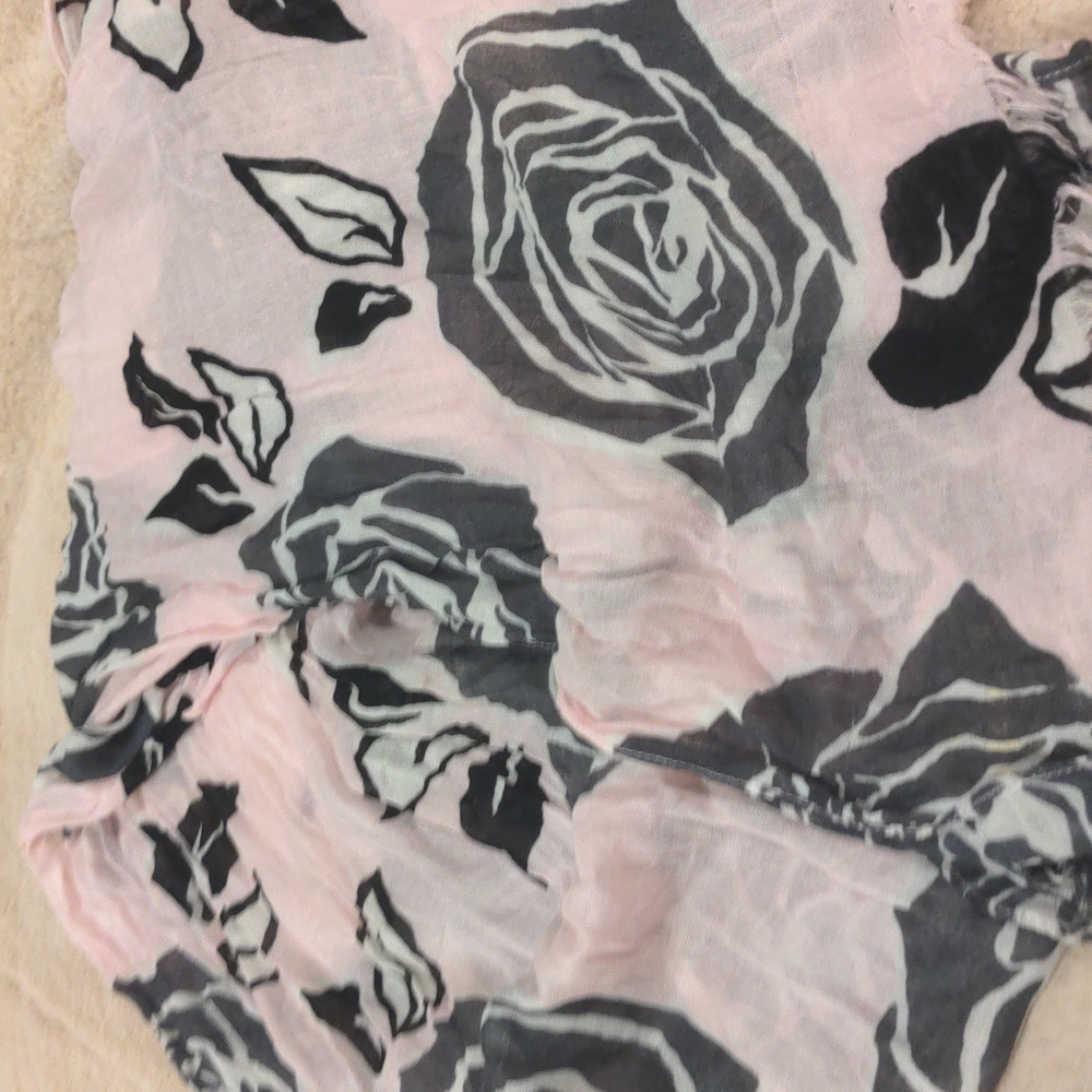 Kate Spade pink scarf with b&w roses